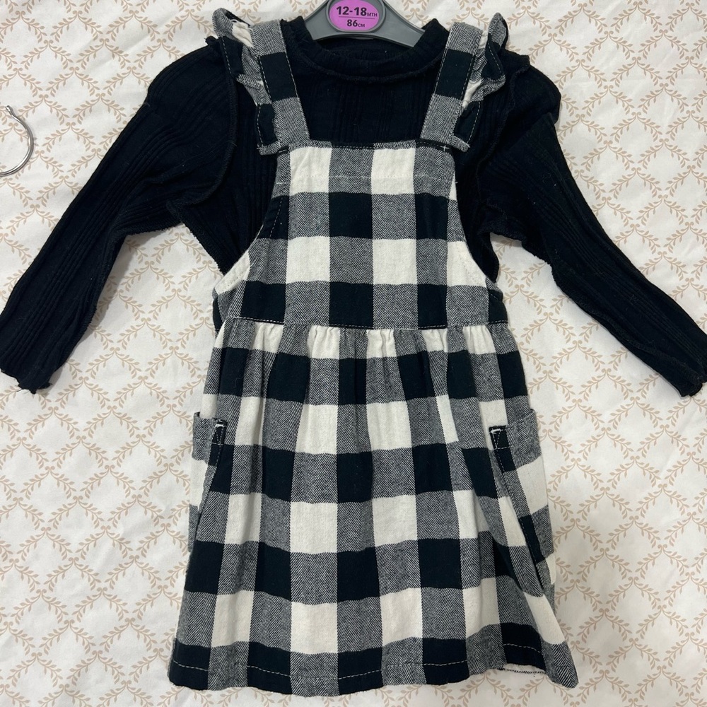 Plaid black and white dress